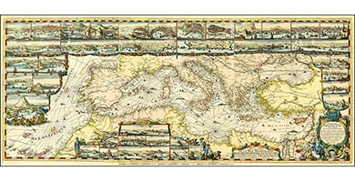 2227  Romeyn De Hooghe  Carte Nouvelle De La Mer Mediterraneeousont Exactement Remarquestousles Ports  Golfes  Rochers  Banks de Sable&c...1694