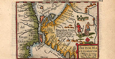 2319  Map-magellan-strait- Bertius  Petrus-1602