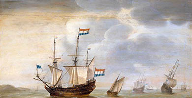 4730  Schepen_onder_de_kust_-_ Ships_on_the_coast_( Jacob_ Gerritz._ Loef _1670)