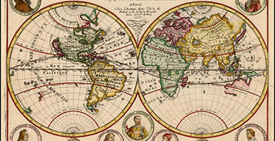 0231 12 Mappe- Mondeou Carte Generale De La Terre  Nicholas De Fer 1717