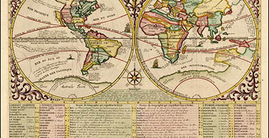 0233 14 Mapmondeou Description Genrale Du Globe Terrestre  Henri Chatelain 1719