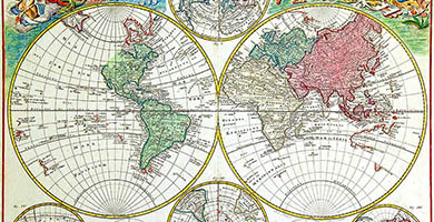 0260 33 Planiglobii Terrestris- Mappe Monde  G. M. Lowitz 1746