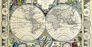 0263 36 Mappe Monde- Carte Universelledela Terre- J. B. Nolin1755