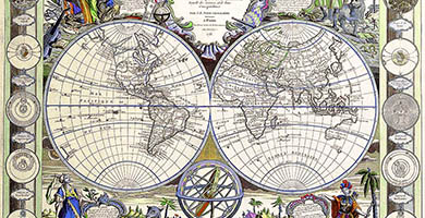 0264 36a Mappe Monde- Carte Universelledela Terre- J. B. Nolin1755
