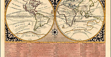 0288 7 Mapmondeou Description Generaledu Globe Terrestre  Henri Chatelain1708a