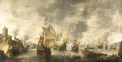 4809 25 Battle_of_the_combined_ Venetian_and_ Dutch_fleets_against_the_ Turks_in_the_ Bay_of_ Foja_1649_( Abraham_ Beerstratenm _1656)