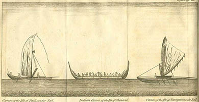 4899  Canoes From Bougainvilleâ€™s A Voyage Roundthe World...( Dublin 1772)