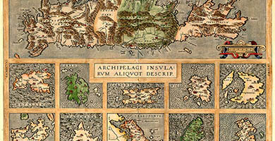 2543  Candia Insula Archipelagi Insularum Aliquot Desrip  A. Ortelius 1609